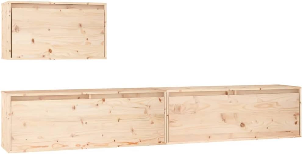 homiuse TV-Schränke 3 STK. Massivholz Kiefer TV Schrank Set Wohnzimmer MöBel Fernsehschrank Tv Lowbo