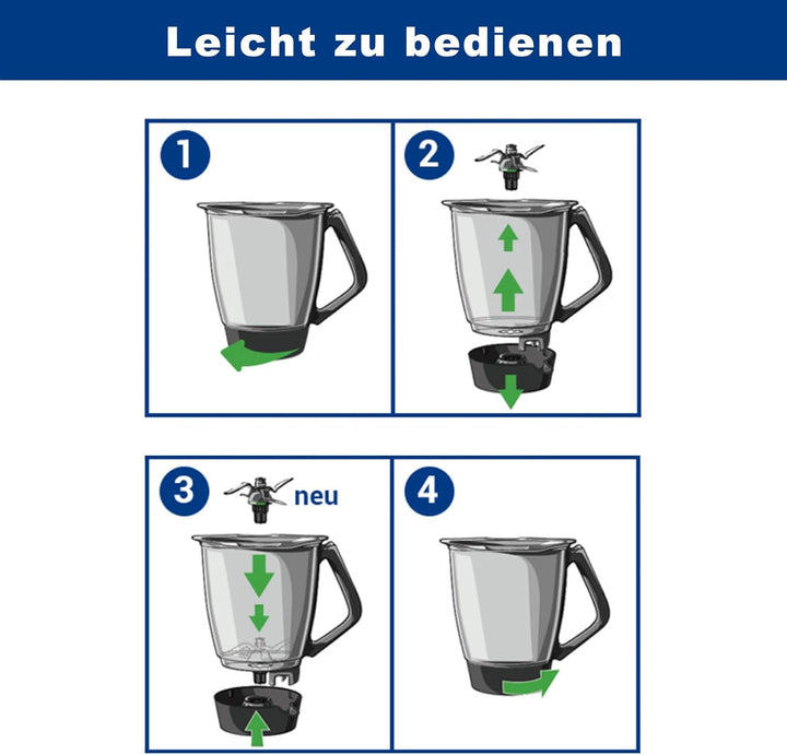 Ersatzmesser für Vorwerk Thermomix TM5 TM6, TM5 Messer aus Edelstahl, mit 1 Reinigungsbürste, Messer