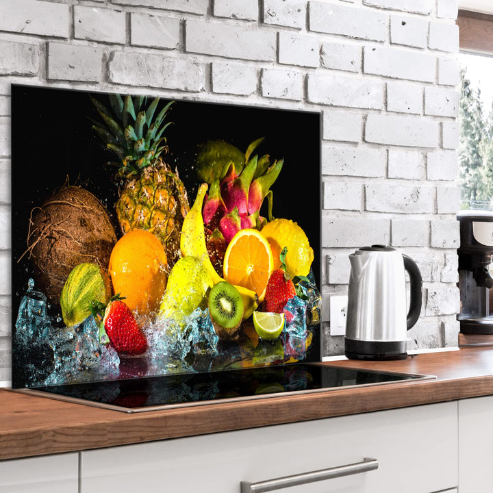 murando Spritzschutz Glas für Küche 80x60 cm Küchenrückwand Küchenspritzschutz Fliesenschutz Glasbil