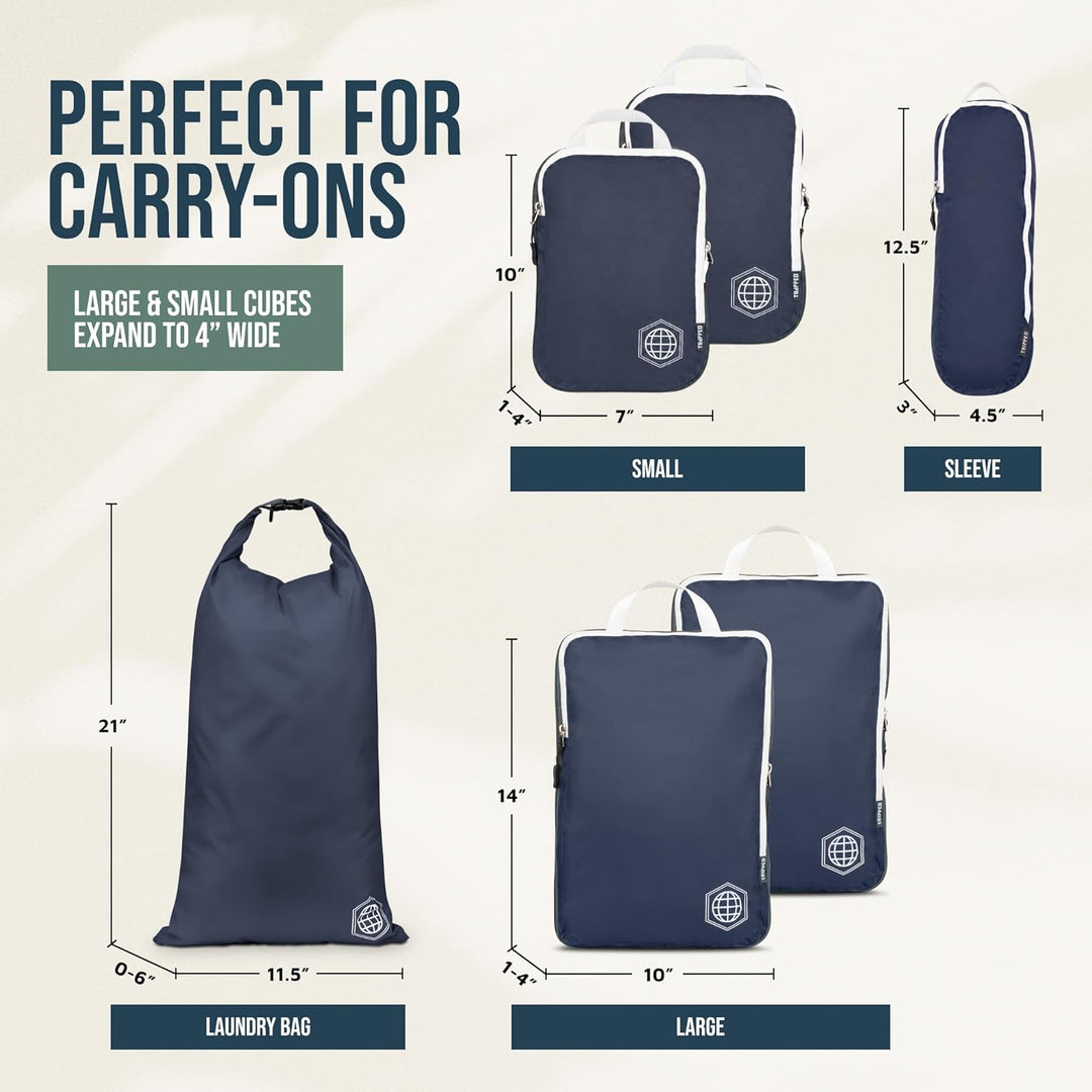 TRIPPED Travel Gear Reise-Kompressions-Packwürfel, Koffer- und Rucksack-Organizer für Kleidung, Mari