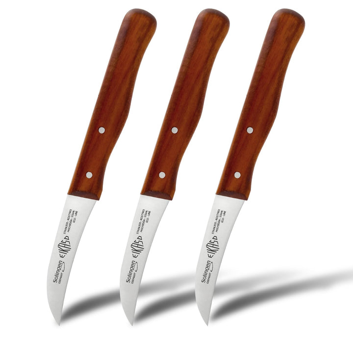 EIKASO Solingen Schälmesser Set 3teilig Profi Küchenmesser Gemüsemesser Obstmesser 6cm Klinge rostfr