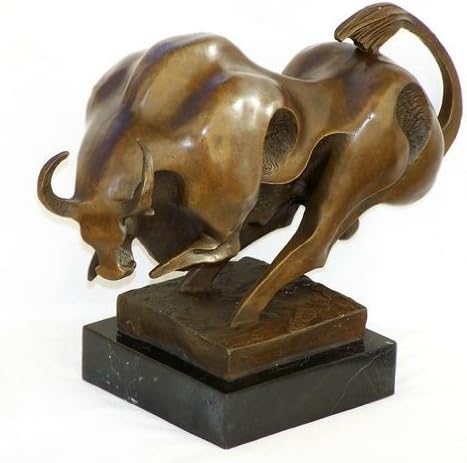 Börsenstier kaufen - Stier Skulptur auf Marmor - Milo Bulle - Kubismus Statue - Deko Figur aus Bronz