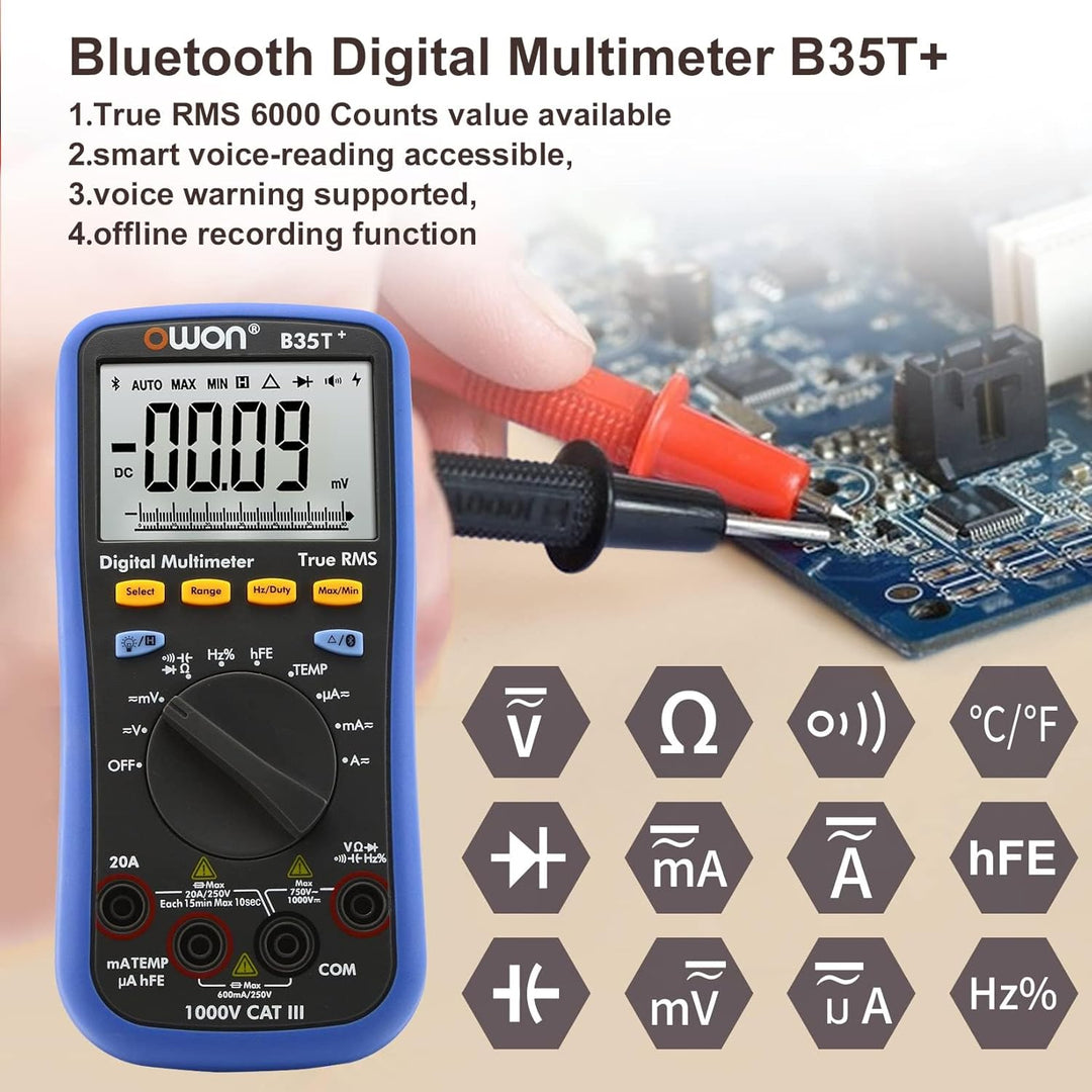 OWON B35T+ Digital Multimeter 6000 Count Auto Ranging Digital True RMS Smart Multimeter mit Bluetoot
