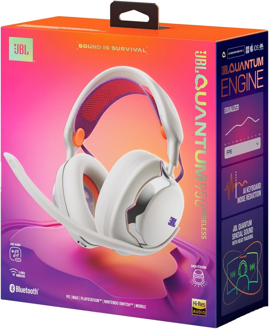 JBL Quantum 950 Kabelloses Multi-Plattform-Bluetooth-Gaming-Headset mit JBL Quantum Raumsound und He