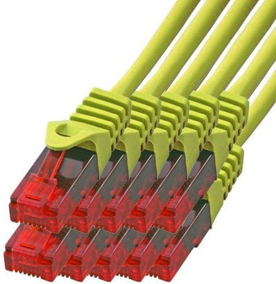 BIGtec - 10 Stück - 50m Gigabit Netzwerkkabel Patchkabel Ethernet LAN DSL Patch Kabel gelb (2x RJ-45