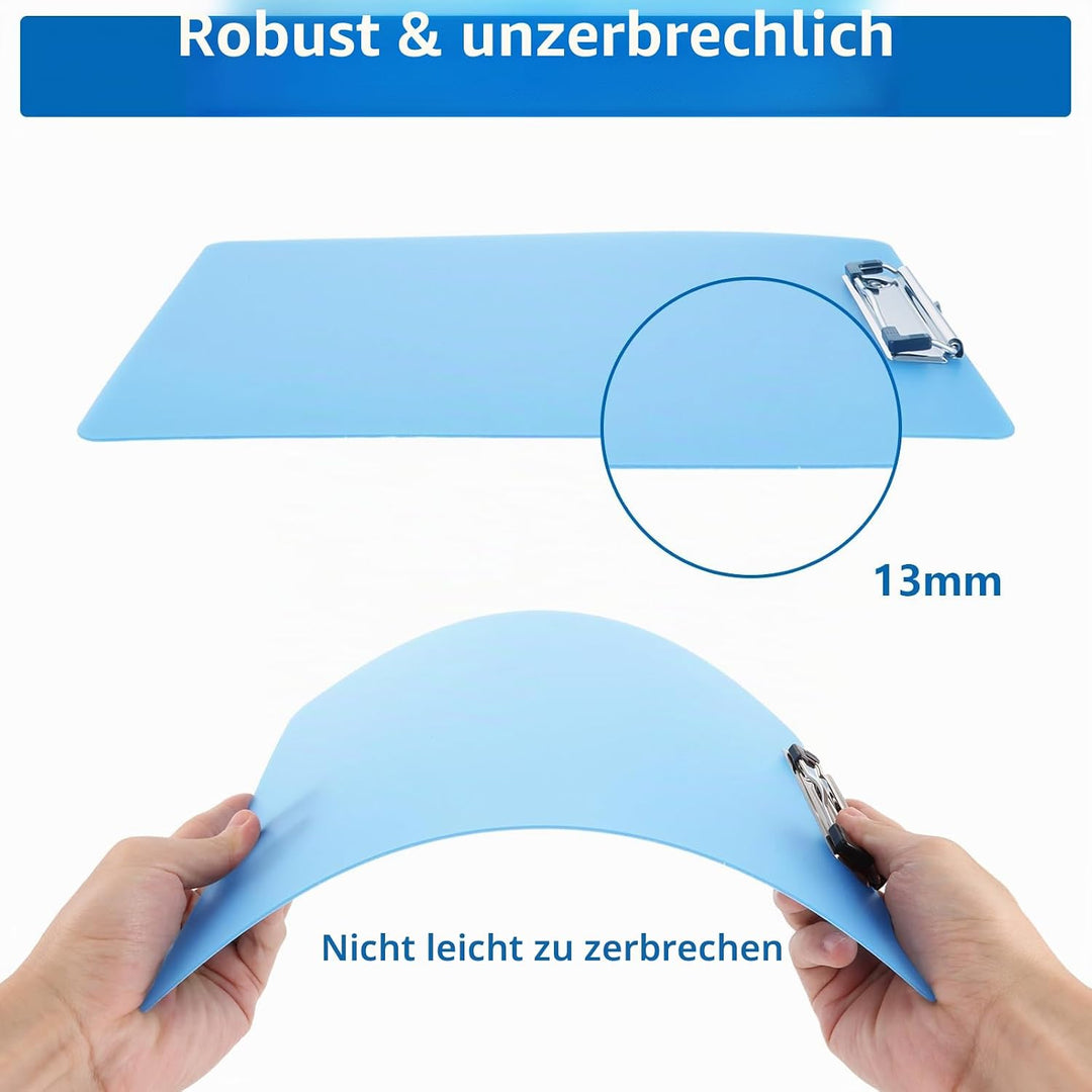 LOPYXBR A4 Klemmbrett aus Kunststoff mit Metallklemme und Aufhängeöse, 315x225mm Clipboard für Schul