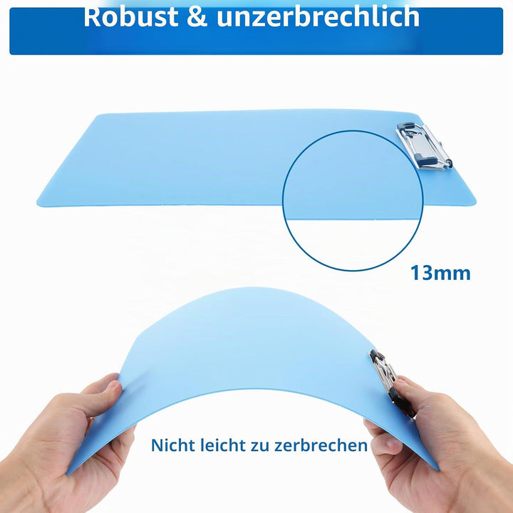 LOPYXBR A4 Klemmbrett aus Kunststoff mit Metallklemme und Aufhängeöse, 315x225mm Clipboard für Schul