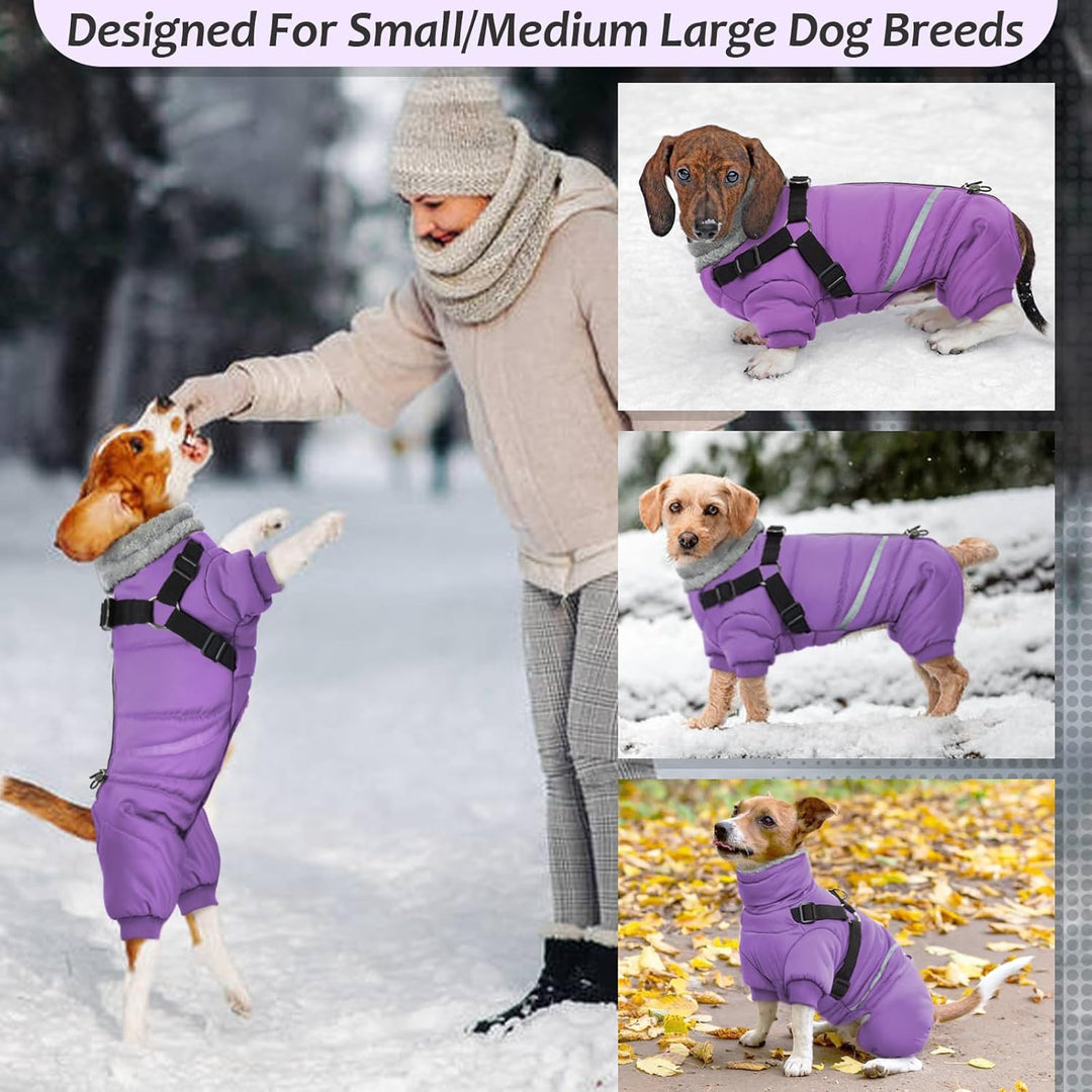 Wasserdichter Hundemantel, Hundejacke mit Geschirr, Wintermantel Hund für kleine Mittel Grosse Hunde