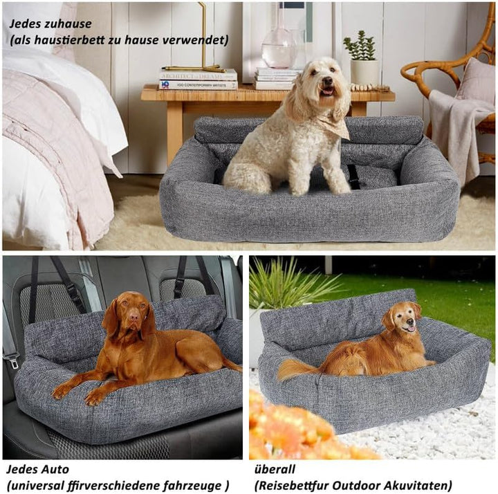 CALIYO Hundeautositz mit Fester Basis & Sicherheitsgurt, Hundesitz Auto für Alle Hunde, Memory Foam-