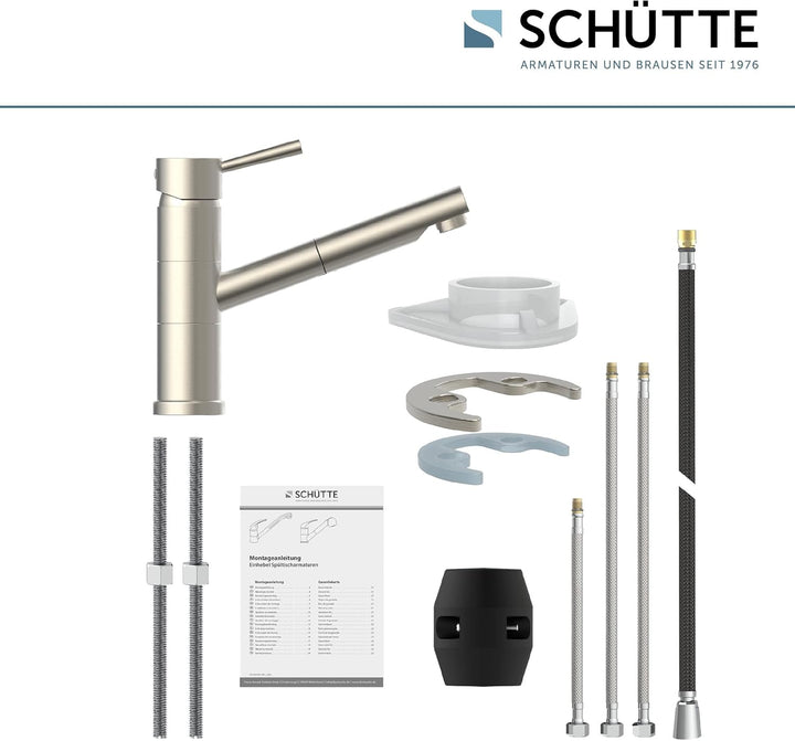 SCHÜTTE UNICORN Küchenarmatur mit ausziehbarer Geschirrbrause, Mischbatterie mit Einhebelmischer, Sp