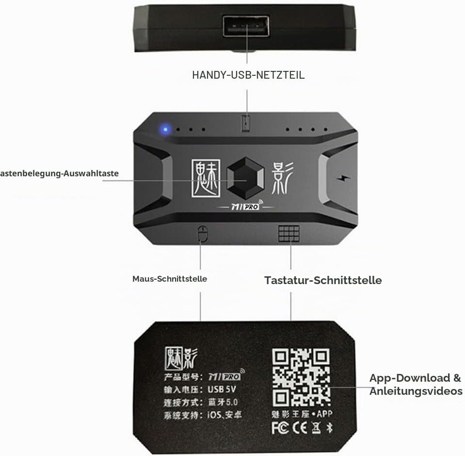 M1 Pro Keyboard Mouse Converter Portable Mobile Game Keyboard und Mouse Adapter BT5.0 Connection Sup