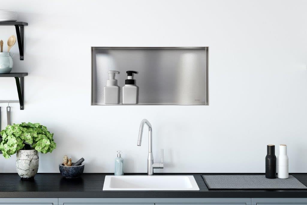 Balneo Wall-Box NO Rim - Chrom Nische Edelstahl - Verchromt Wandnische Dusche - Wasserdicht - Flexib