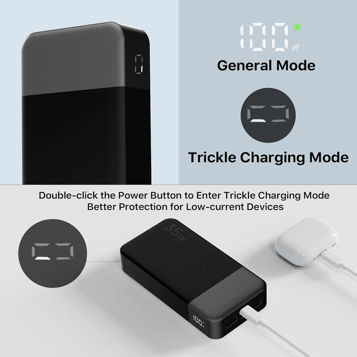 NOBIS Power Bank, Powerbank 20000mAh, 35W Externe Handyakkus Fast Charging, Externer Akku with C to