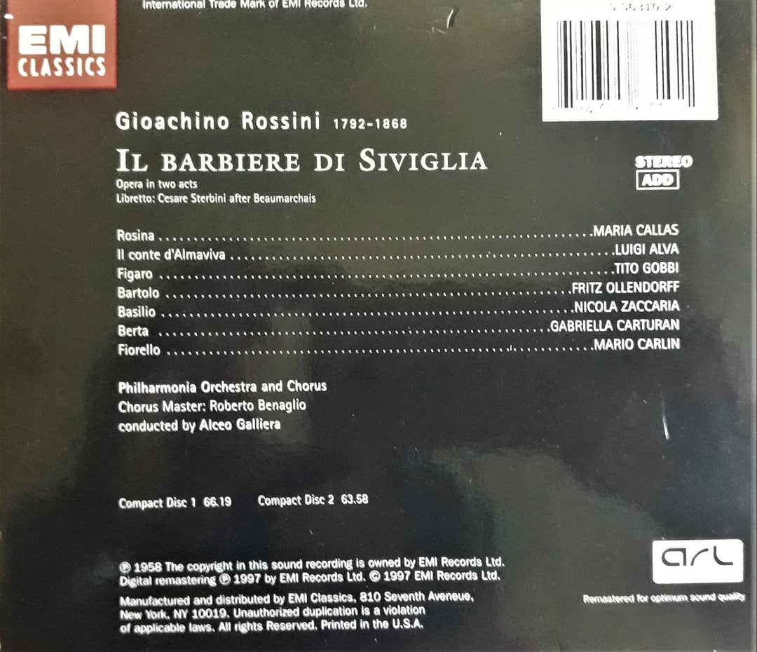 Gioacchino Rossini: Il Barbiere di Siviglia (Gesamtaufnahme), Audio-CD