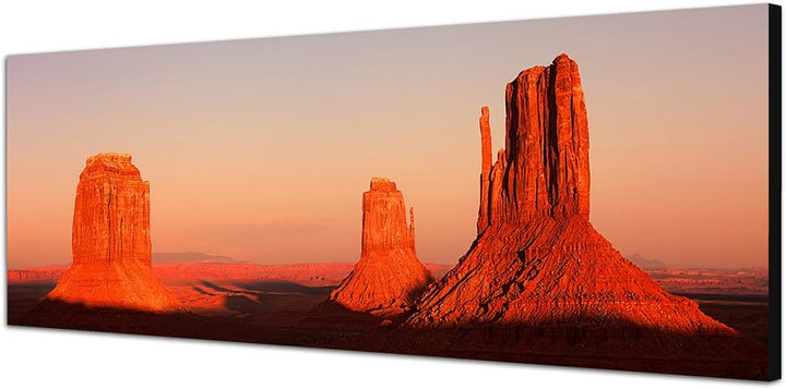 Paul Sinus Art Panoramabild auf Leinwand und Keilrahmen 150x50cm USA Monument Valley Sonnenuntergang