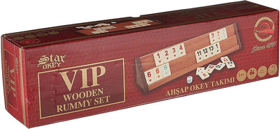 STAR V.I.P Holz Wooden Rummy Set VIP Okey mit Melamin Steine AHSAP Okey