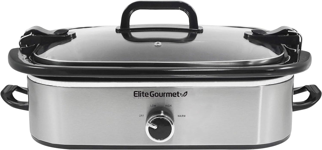 Elite Gourmet MST-5240SS Crock Slow Cooker, verschliessbarer Deckel, einstellbare Temperatur, warm h