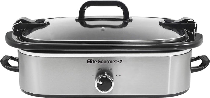 Elite Gourmet MST-5240SS Crock Slow Cooker, verschliessbarer Deckel, einstellbare Temperatur, warm h