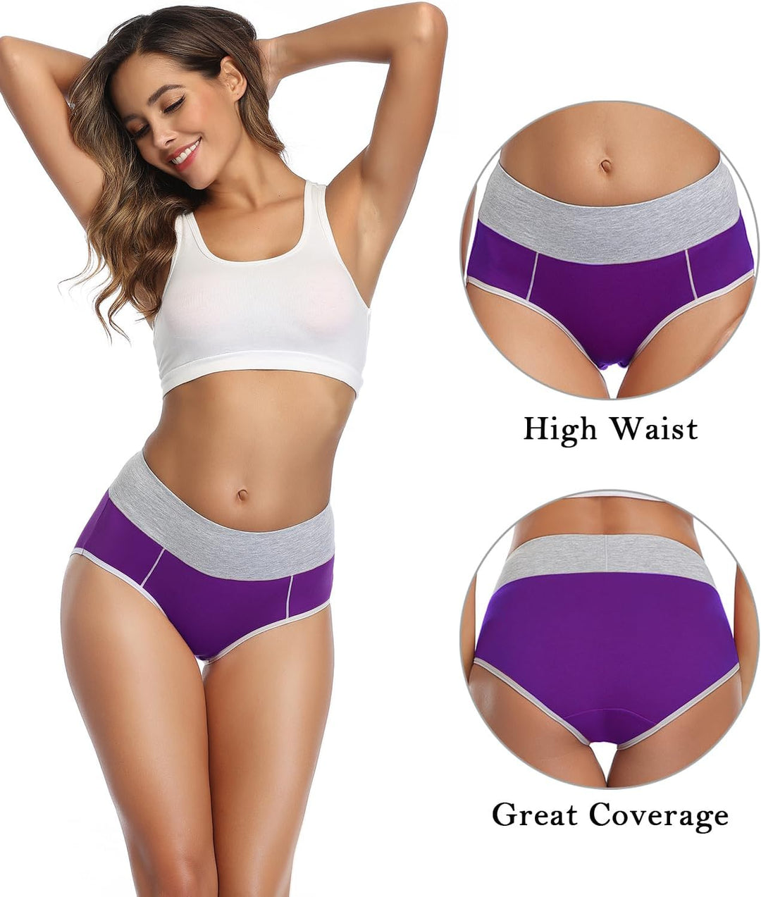 wirarpa Unterhosen Damen Baumwolle Unterwäsche Frauen Taillenslip Hohe Taille Slip 5er Pack XS Mehrf