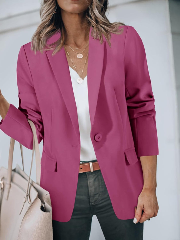 Cicy Bell Damen Langarm Casual Blazer Arbeit Büro Knopf Open Front Jacke Anzug M Lila, M Lila