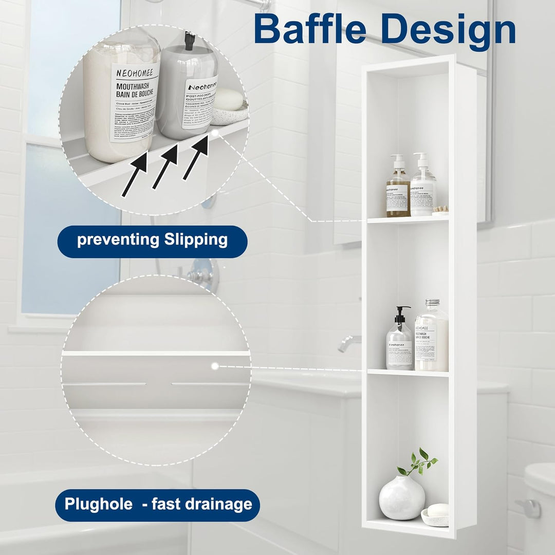 Neodrain Wandnische Dusche Edelstahl Dreifach-Duschnische Wandnische Lagerung für Badezimmer 90x20 c