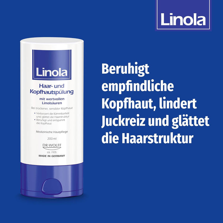 Linola Haar- und Kopfhautspülung - 2 x 200 ml | Spülung für trockene und empfindliche Kopfhaut | lin