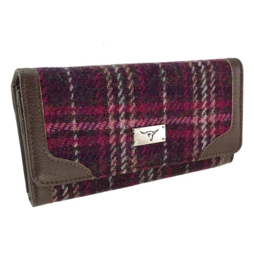 Glen Appin Harris Tweed LB2000 Bute Faltbörse für Damen, 131 Purple Check, Geldbörse, 131 Purple Che