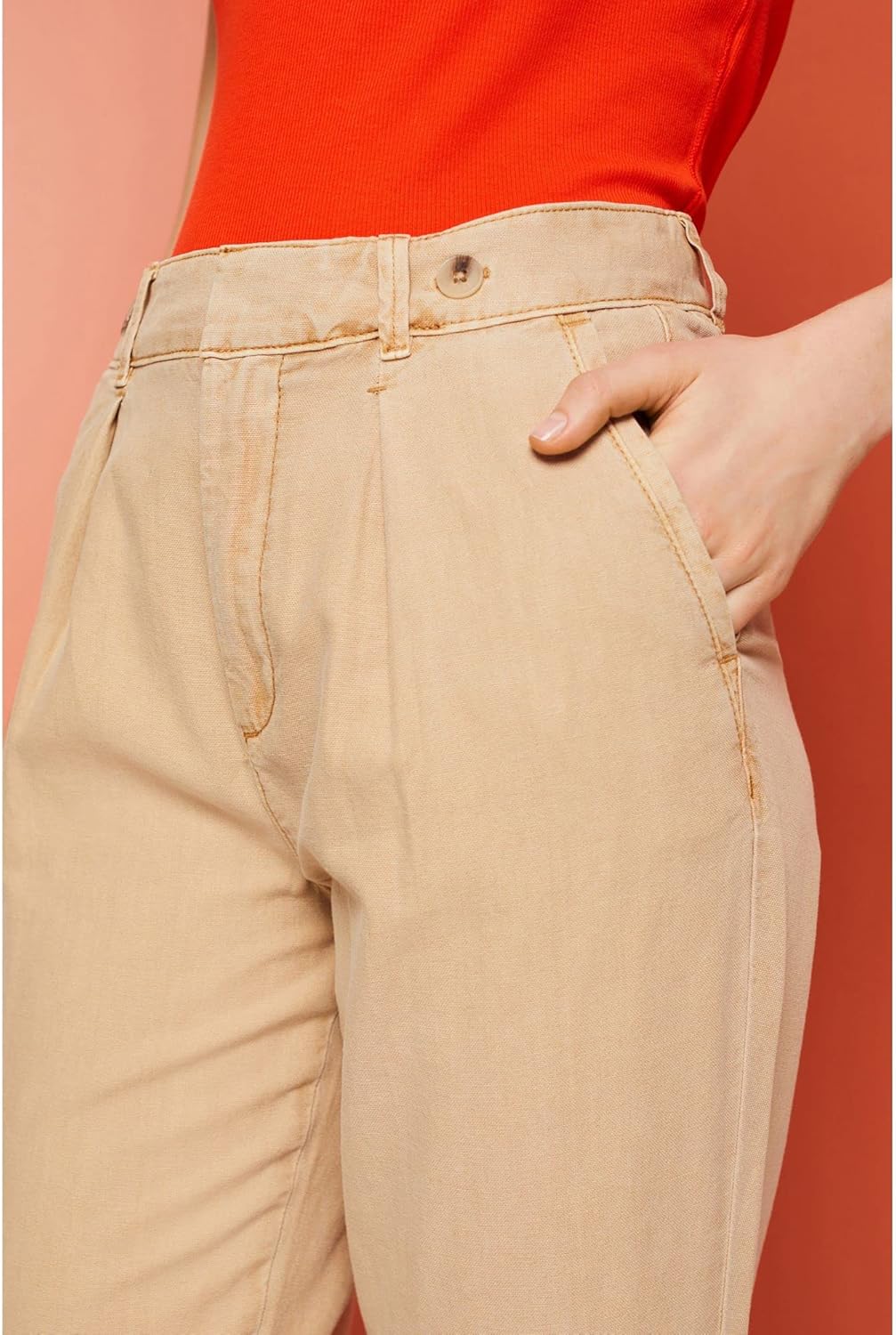ESPRIT Damen Hose 30 285/Sand, 30 285/Sand