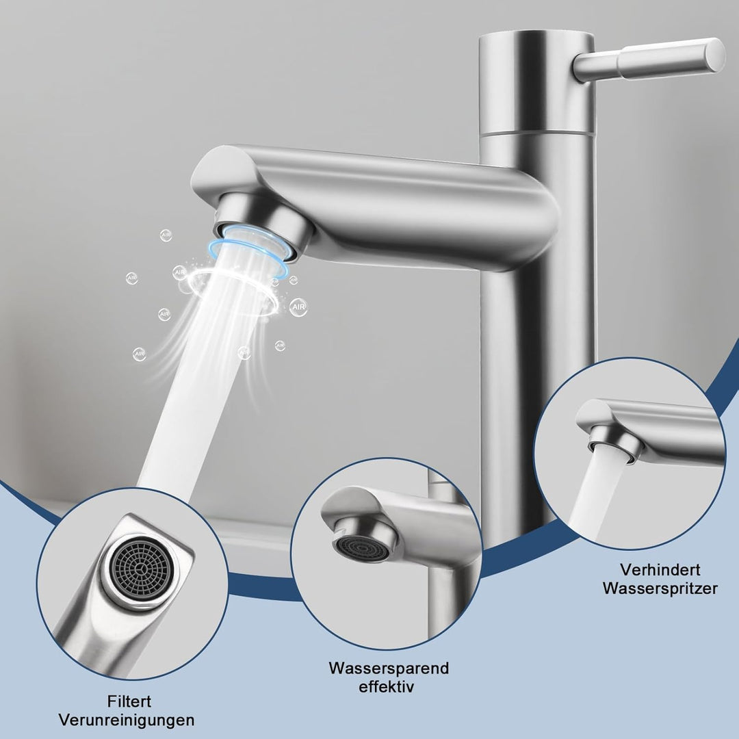 Kaltwasserhahn Gäste Wc, Wasserhahn Kaltwasser für Kleine Waschbecken, Edelstahl Kaltwasserhahn mit