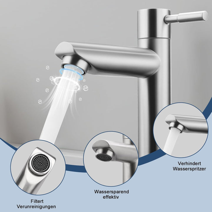 Kaltwasserhahn Gäste Wc, Wasserhahn Kaltwasser für Kleine Waschbecken, Edelstahl Kaltwasserhahn mit