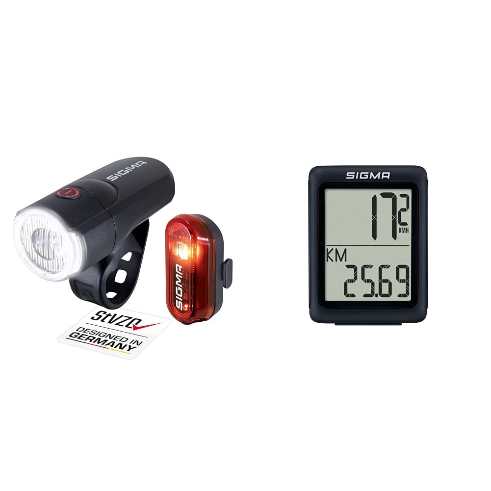 SIGMA SPORT Unisex – Erwachsene Aura 30 / Curve, Schwarz, Uni Bundle mit Fahrradcomputer, Bundle mit