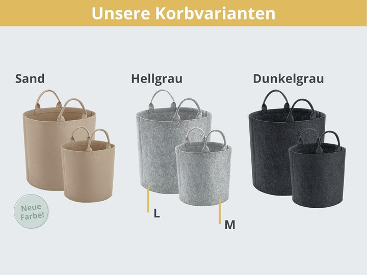 personalisierter Strickkorb aus Filz | Aufbewahrung für Wolle und Garn | Utensilo zum Stricken oder