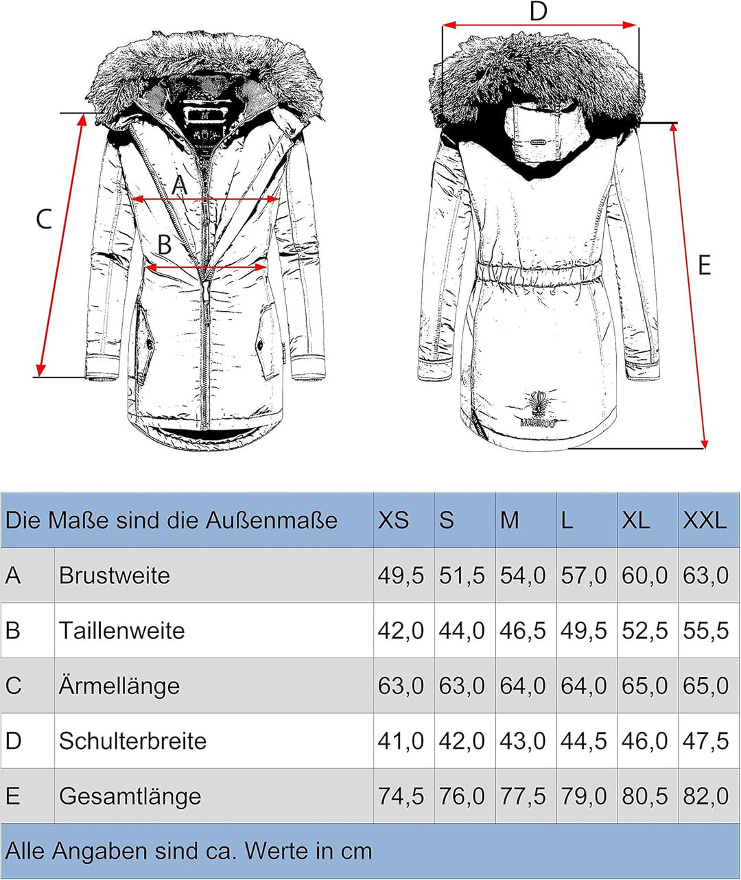 MARIKOO Damen Warmer Winterparka mit Kapuze Sanakoo XS-XXL S Olive, S Olive