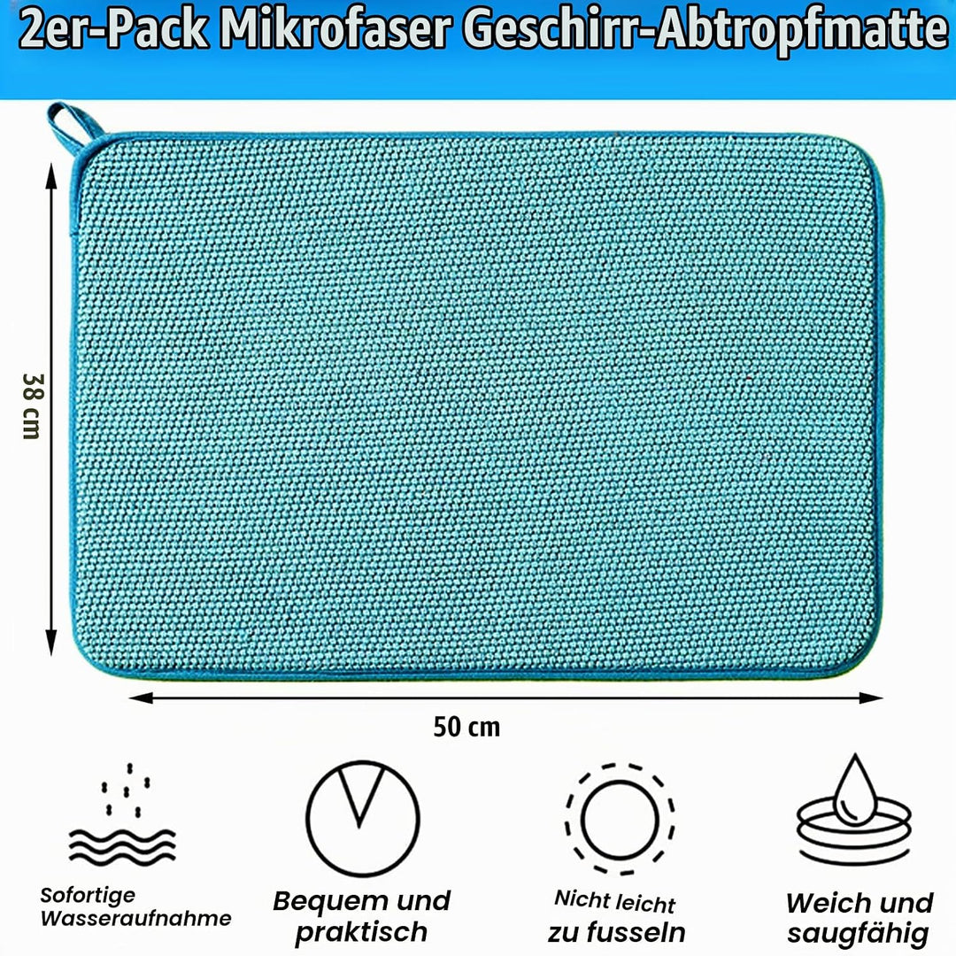 2 Stück abtropfmatte,Spülbecken-Trockenmatte,38cm*50cm Geschirr-Abtropfmatte,Mikrofaser Schutz für K