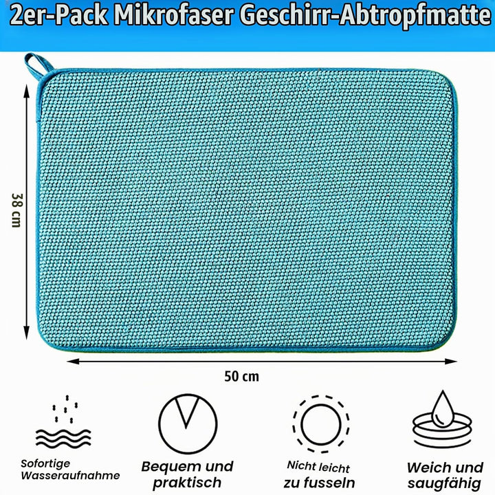 2 Stück abtropfmatte,Spülbecken-Trockenmatte,38cm*50cm Geschirr-Abtropfmatte,Mikrofaser Schutz für K