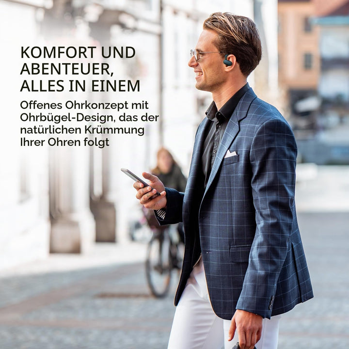 CREATIVE Outlier Go kabelloser Open-Ear-Kopfhörer mit Verstellbarer Passform und Ohrbügeln, bis zu 2