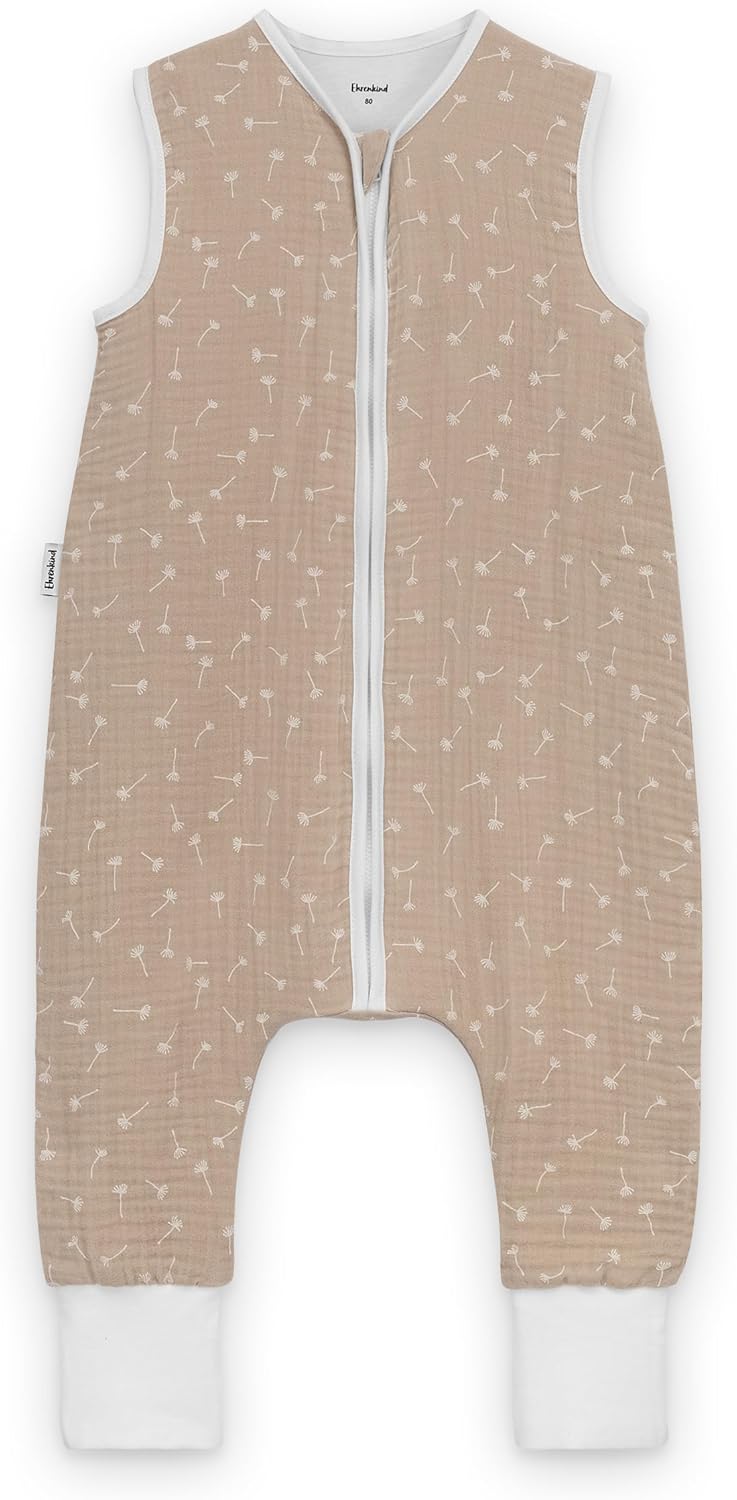 Ehrenkind® Baby Sommerschlafsack mit Füssen 1.0 TOG aus weicher OEKO-TEX zertifizierter Bio-Baumwoll