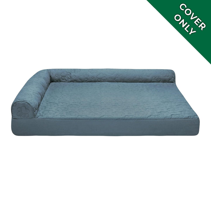 Furhaven Pinsonic Ersatzbezug für Hundebett, gesteppt, L-Form, Bluestone, Jumbo, Grösse XL (Gesteppt