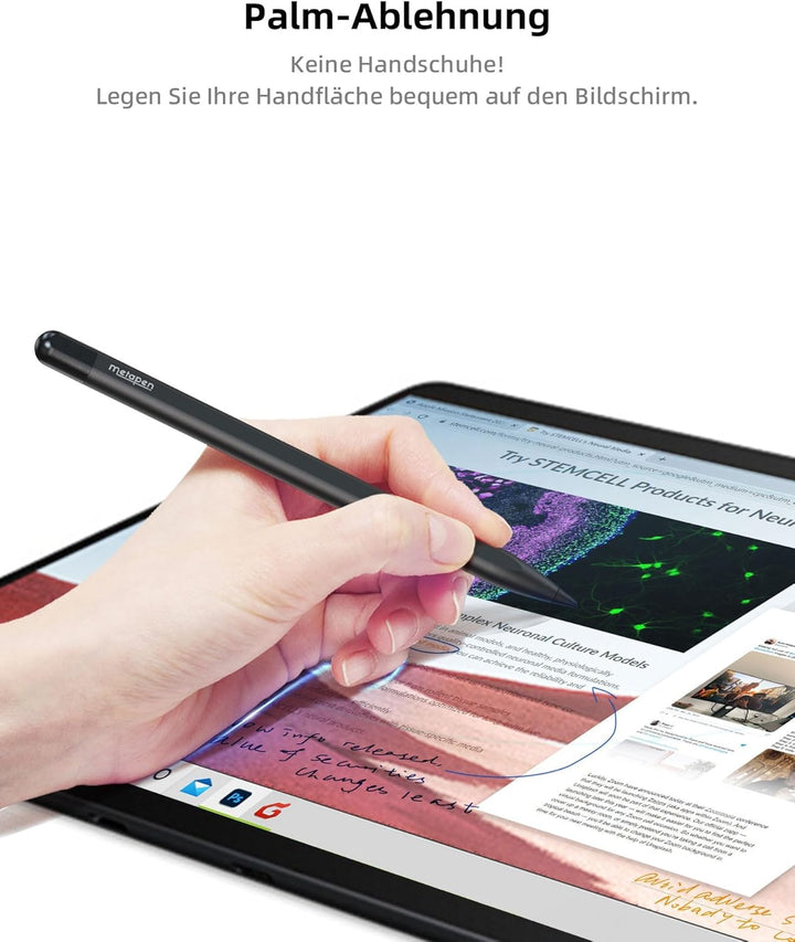 Metapen Stift M1 für Surface, 1024 Druckstufe, USB-C-Aufladung (300 Stunden Akkulaufzeit), Eingebaut
