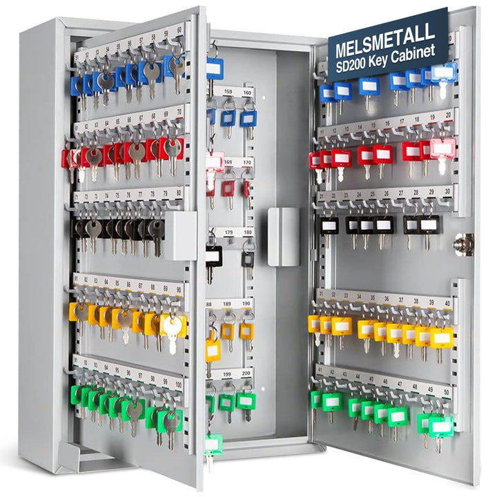 Melsmetall Schlüsselschrank mit 200 Schlüsselhaken für 200 Schlüssel - 550x380x140mm