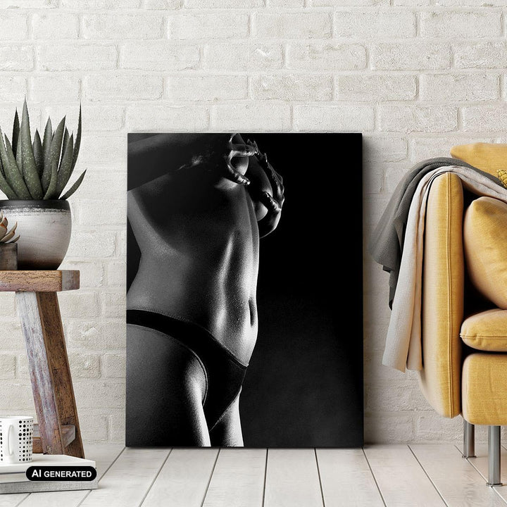 Bilder auf Leinwand 55x100cm Leinwandbild mit Rahmen Anatomie Frau nackt Gross Wanddeko Bild Schlafz