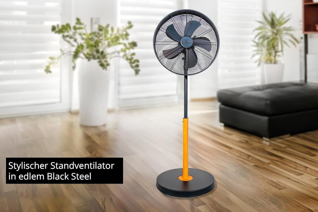 Unold 86725 Standventilator Black Steel Schwarz 50 W 3-stufige Geschwindigkeitsregelung verstellbare
