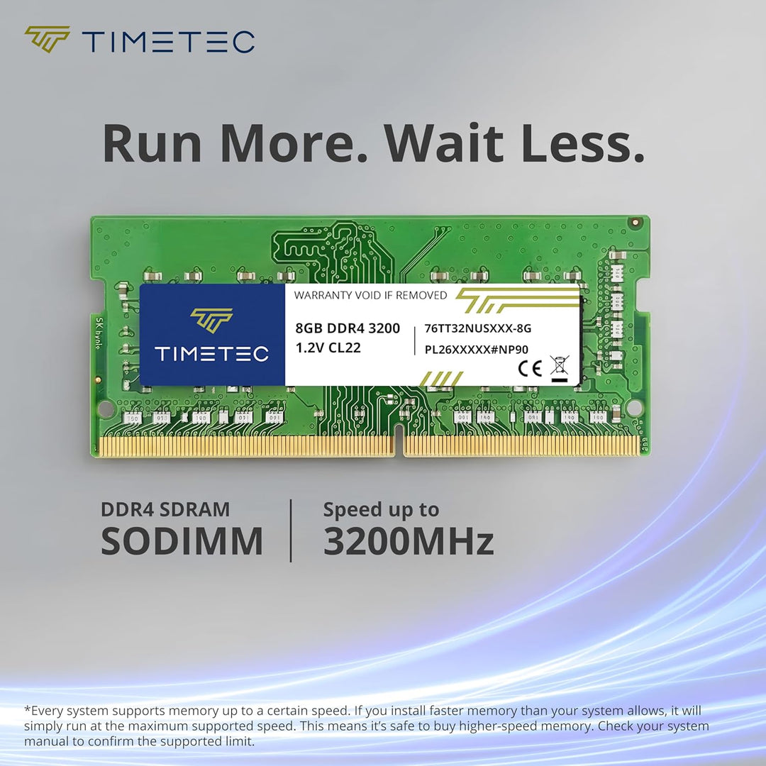Timetec 8 GB DDR4 3200 MHz PC4-25600 Nicht-ECC ungepuffert 1,2 V CL22 1Rx8 Single Rank 260 Pin SODIM