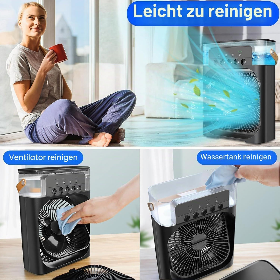 Mini-Klimagerät, tragbar, 4 in 1, Mini-Wasserkühler, leise, Verdunstungsventilator, Luftbefeuchter,