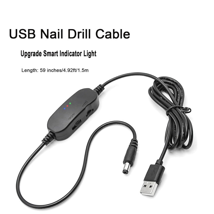 Ersatz-Netzkabel für Nagelbohrer, Geschwindigkeit und Richtung, verstellbares USB-Kabel, Nagel-E-Fil