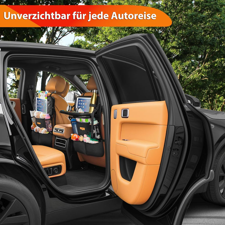 SURDOCA Auto Organizer Kinder mit Klapptisch – Rücksitz Organizer mit Touchscreen-Tabletfach, Wasser