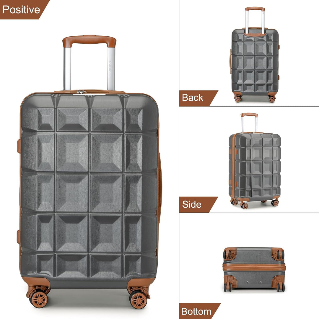 KONO Gepäck-Sets Kofferset 2 Teilig Gross Koffer mit Beautycase (72cm+Kosmetikkoffer, Grau) Grau 72c