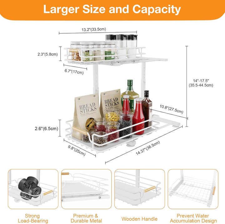 JYPS Schrank Organizer Küche, 2 Etagen Metall Spülschrank Organizer Unter Waschbecken Regal, Höhenve