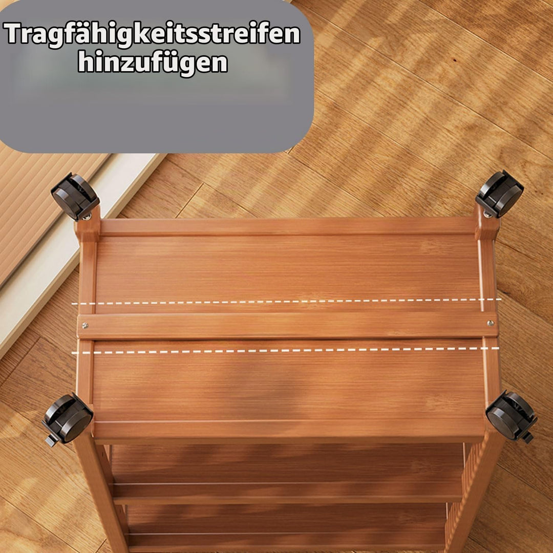 Servierwagen mit Rollen, Küchenwagen Holz 3 Ablagen, mobiler Rollwagen Allzweckwagen für Küche, Bad,