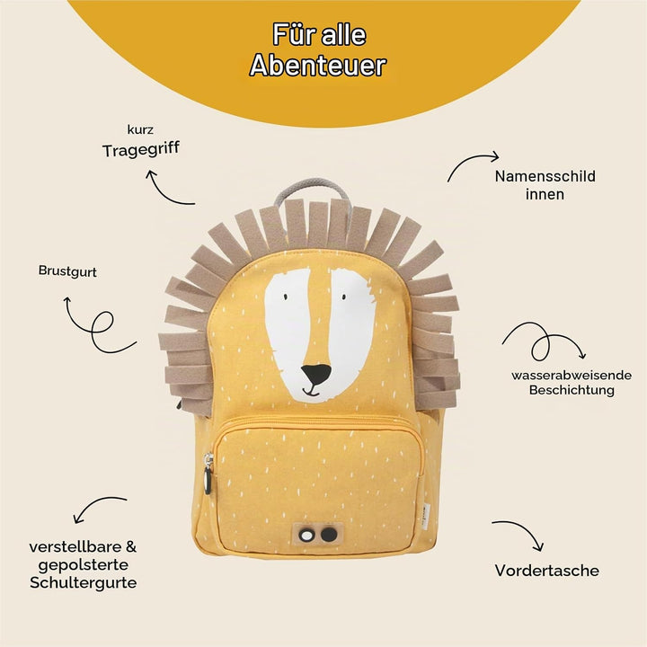 Trixie Rucksack - Rucksack für Kind - für Jungen und Mädchen - Kleiner Turnbeutel Dunkelgelb Mr Lion